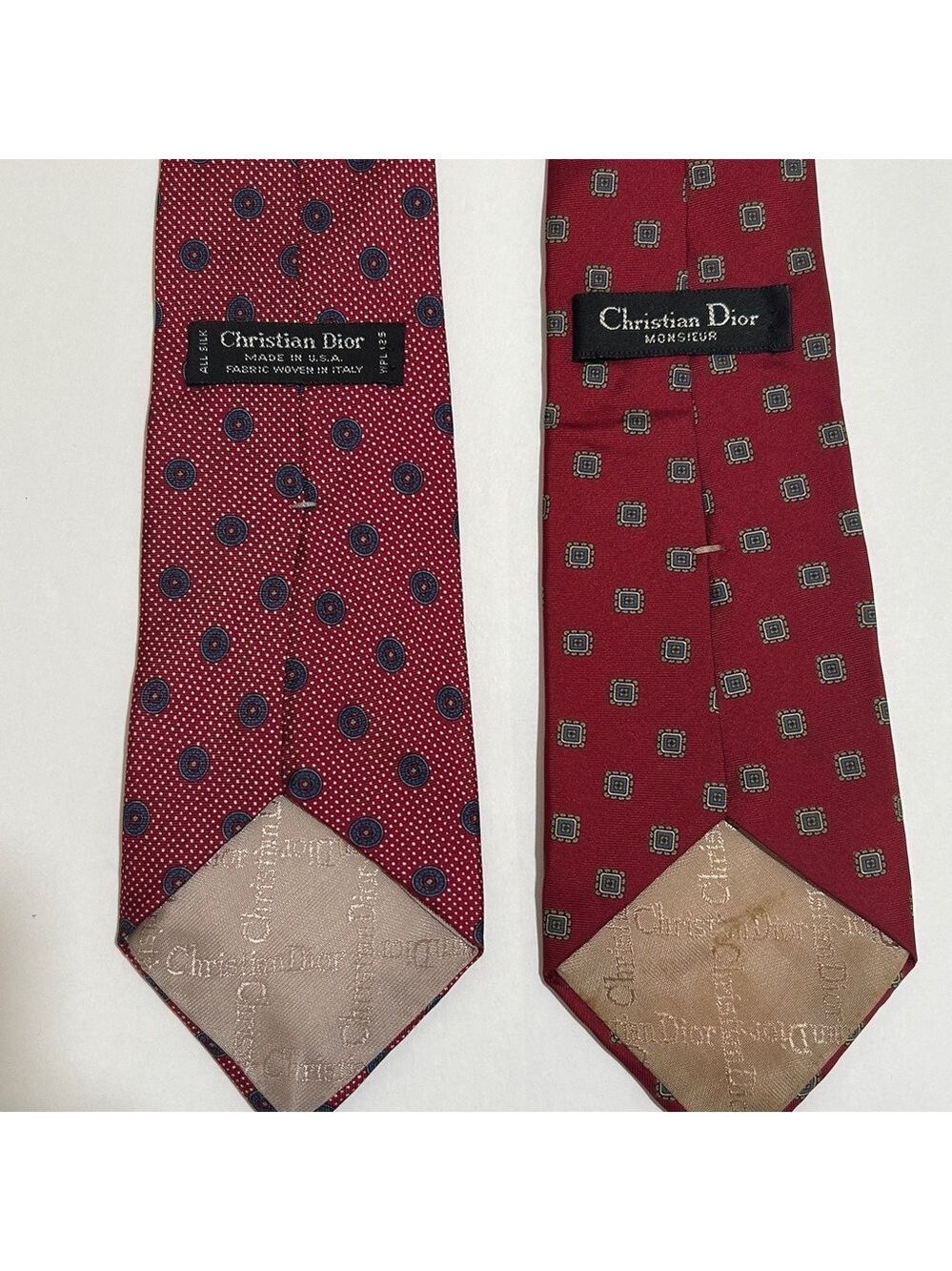 Christian Dior Elegant Red Patterned Ties Set of 2. Vintage. Preowned - Picture 2 of 9